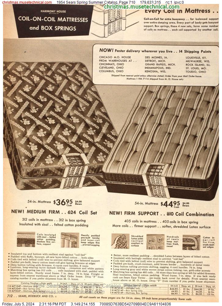 1954 Sears Spring Summer Catalog, Page 710