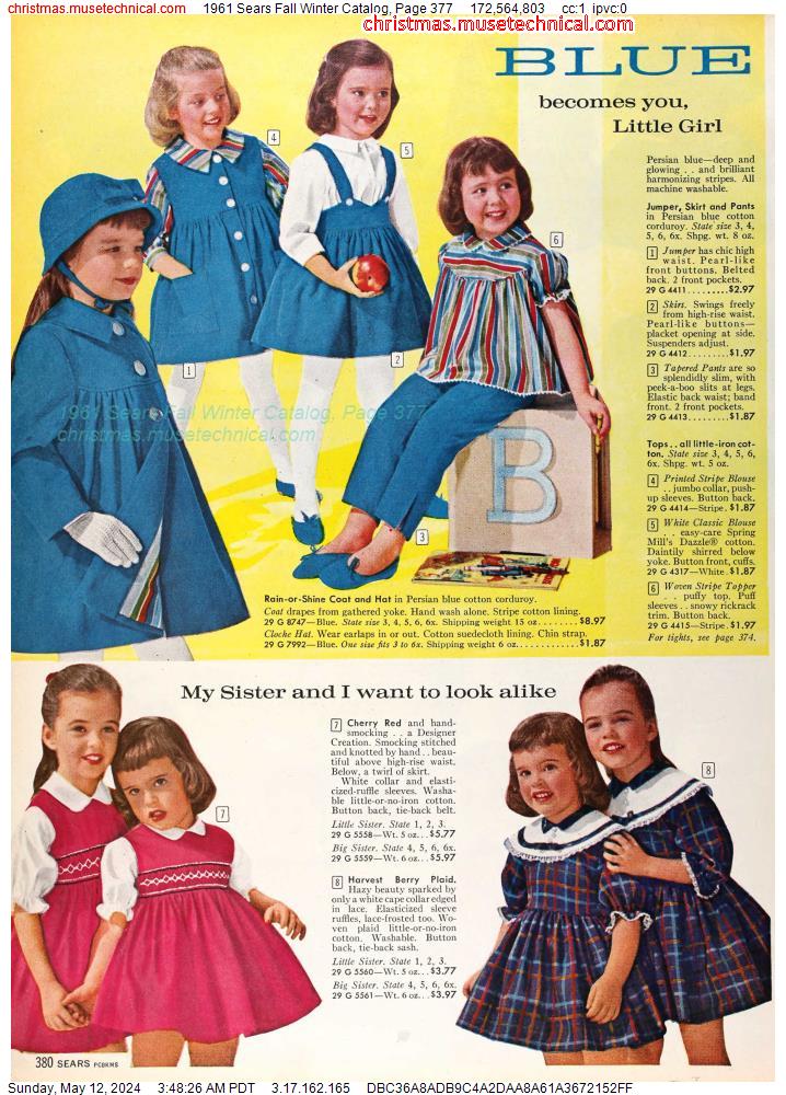 1961 Sears Fall Winter Catalog, Page 377 - Catalogs & Wishbooks