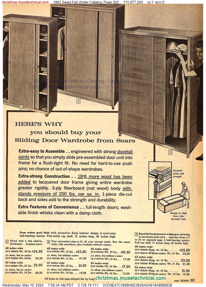 1962 Sears Fall Winter Catalog, Page 303