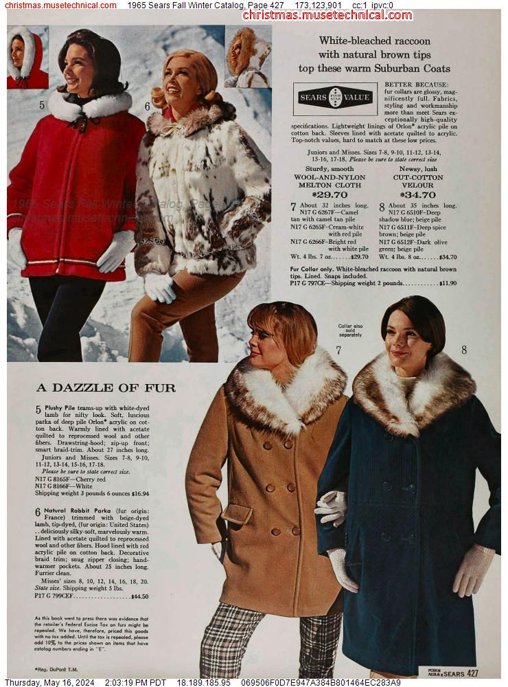 1965 Sears Fall Winter Catalog, Page 427