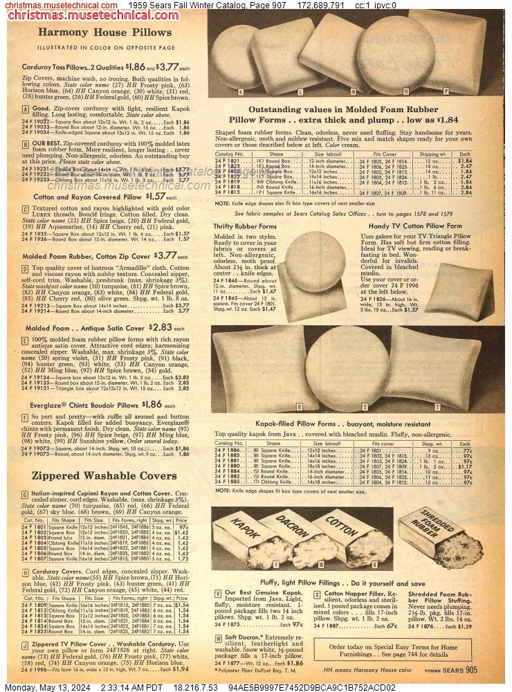 1959 Sears Fall Winter Catalog, Page 907