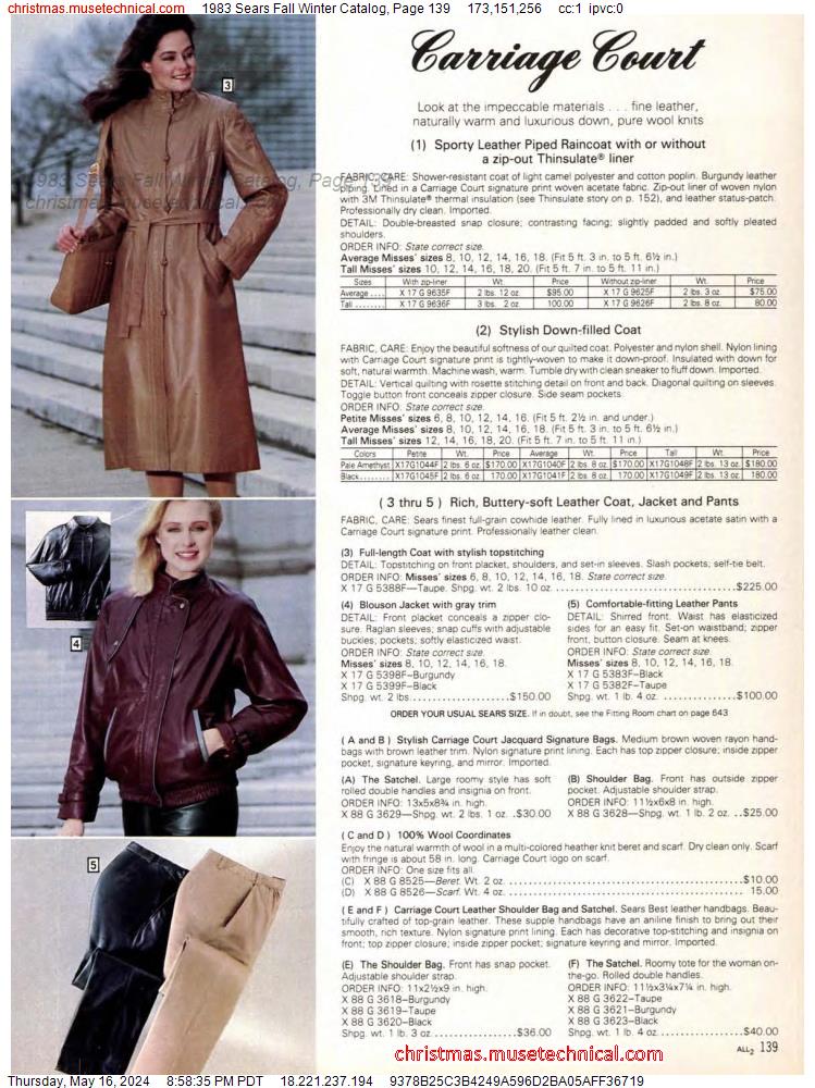 1983 Sears Fall Winter Catalog, Page 139