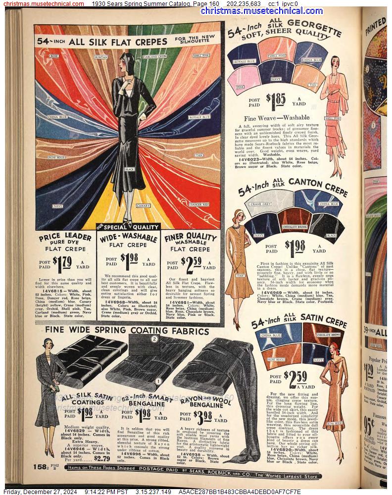 1930 Sears Spring Summer Catalog, Page 160