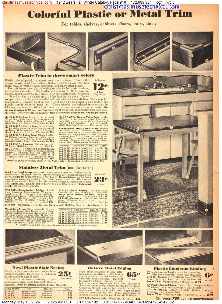 1942 Sears Fall Winter Catalog, Page 910