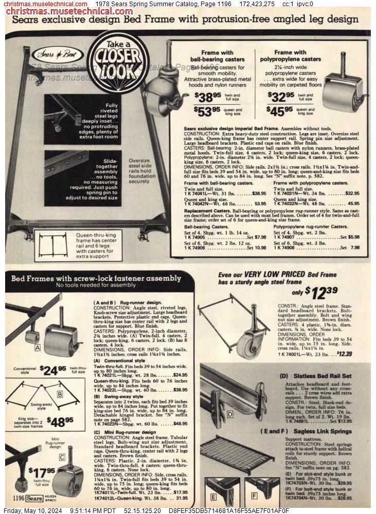 1978 Sears Spring Summer Catalog, Page 1196