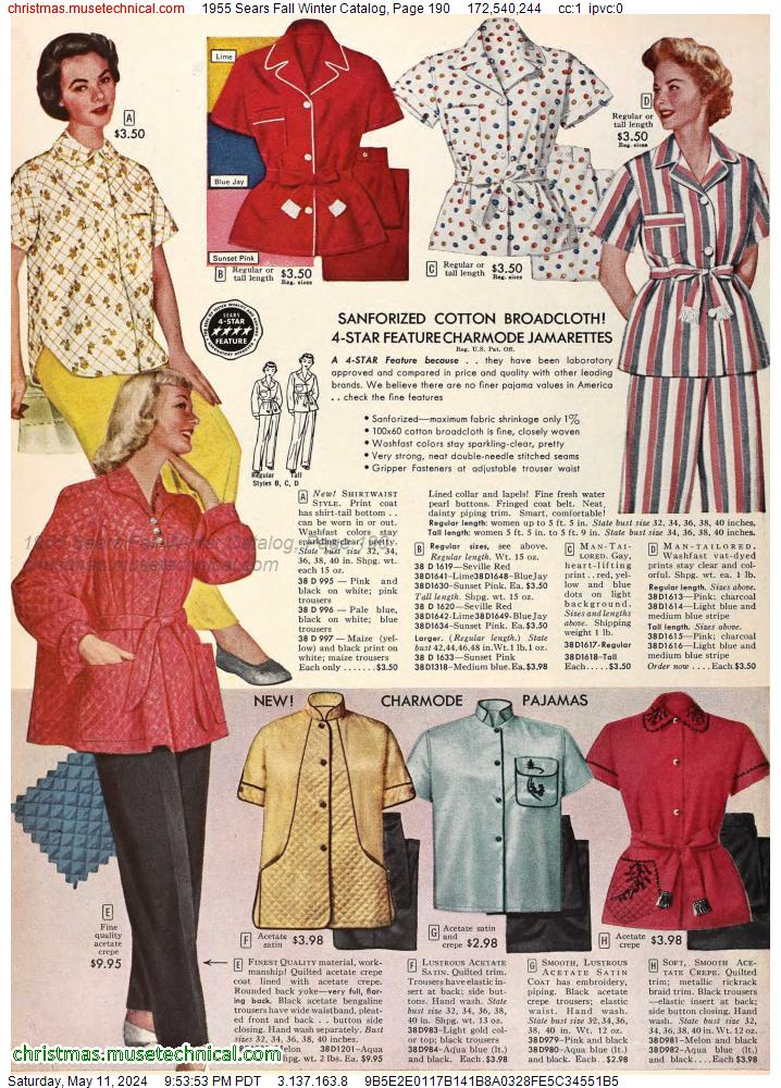 1955 Sears Fall Winter Catalog, Page 190