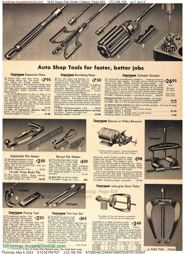 1945 Sears Fall Winter Catalog, Page 605