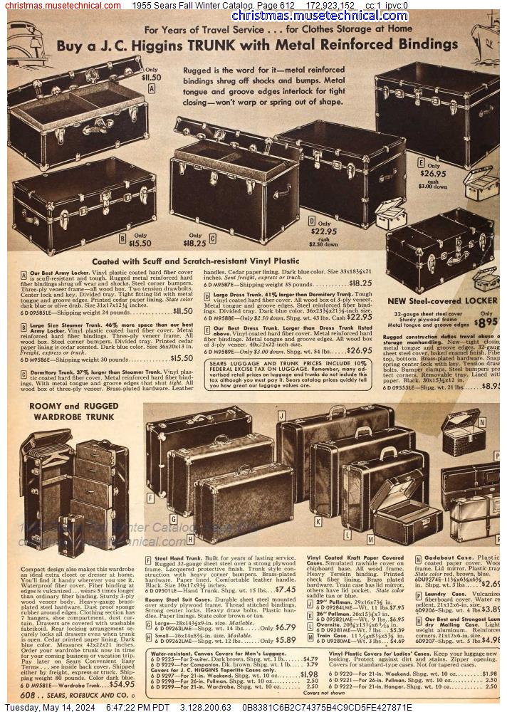 1955 Sears Fall Winter Catalog, Page 612