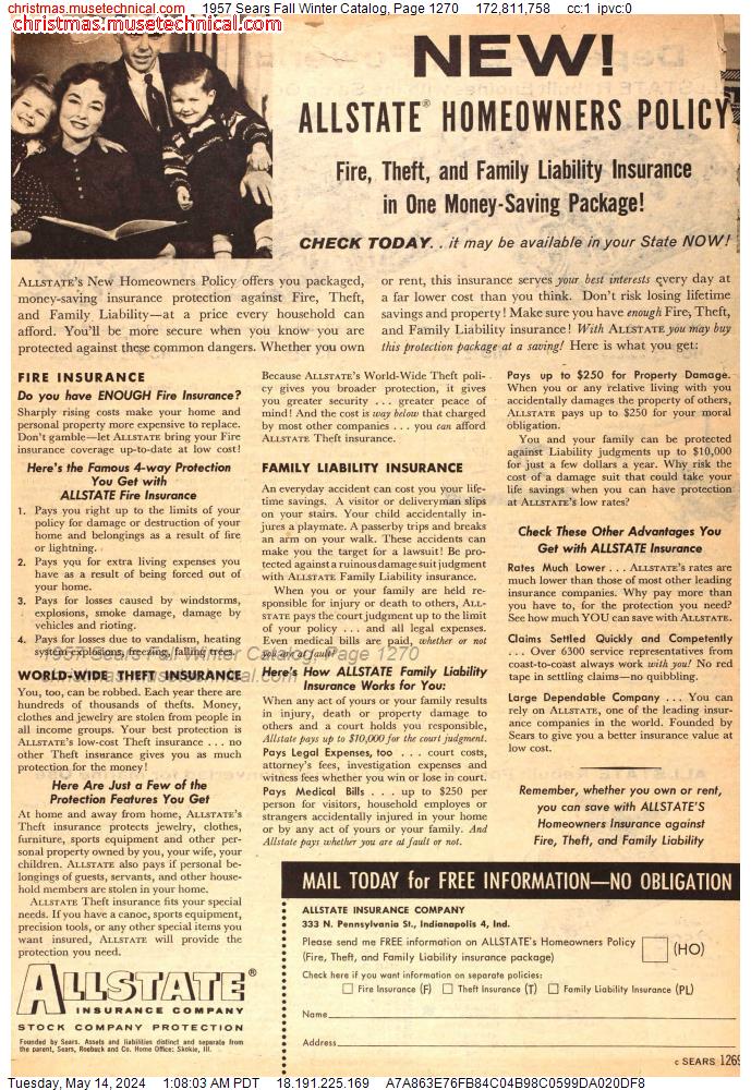 1957 Sears Fall Winter Catalog, Page 1270