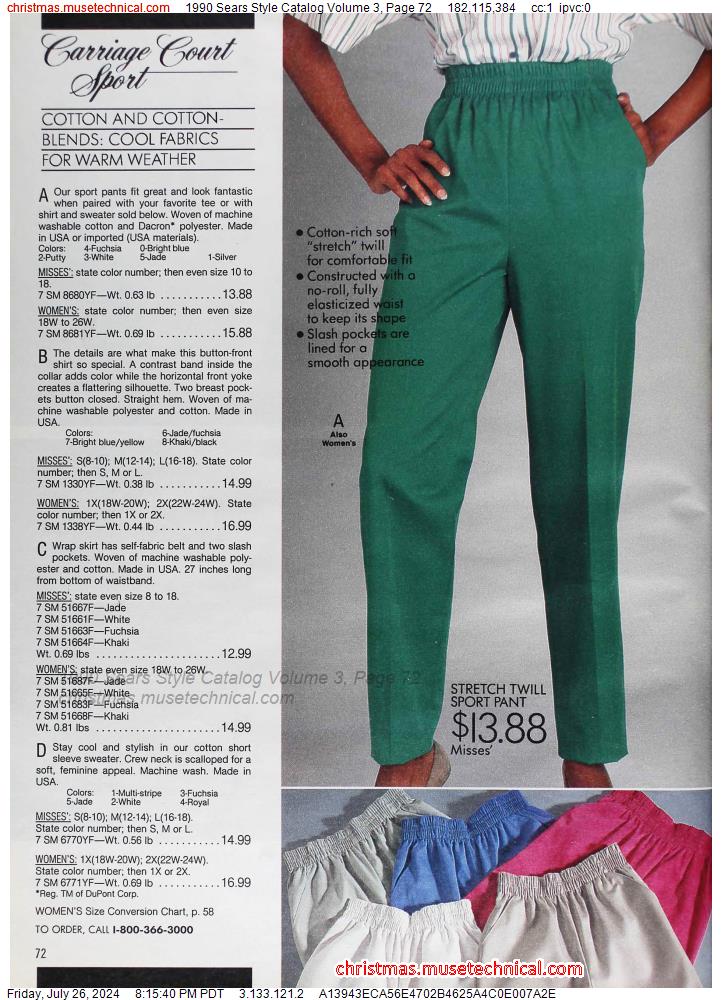 1990 Sears Style Catalog Volume 3, Page 72