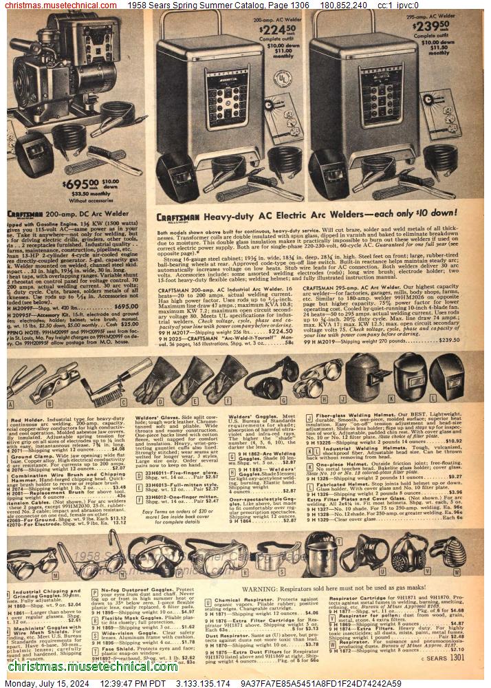 1958 Sears Spring Summer Catalog, Page 1306