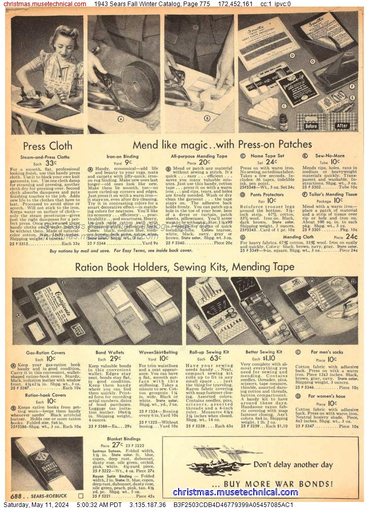 1943 Sears Fall Winter Catalog, Page 775