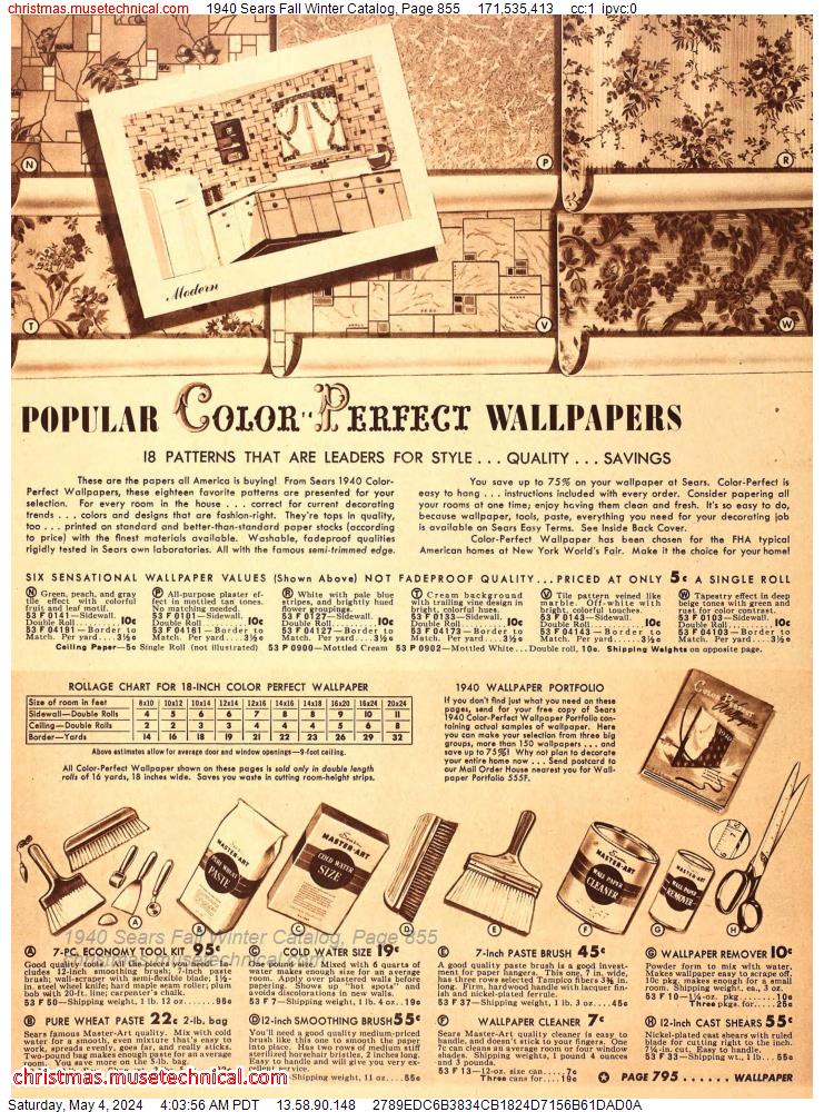 1940 Sears Fall Winter Catalog, Page 855