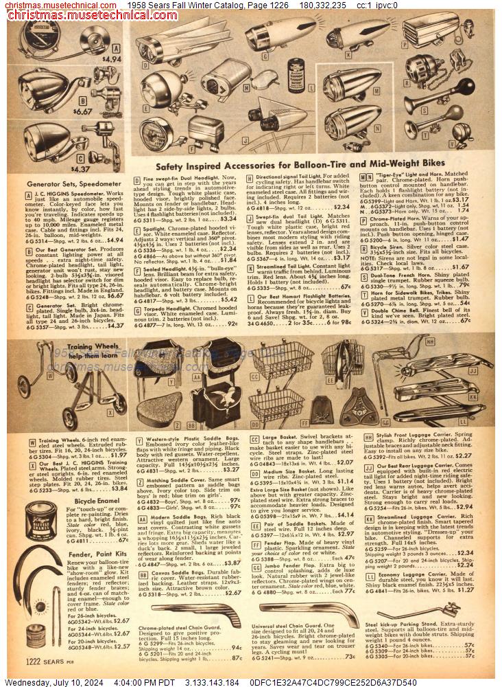 1958 Sears Fall Winter Catalog, Page 1226