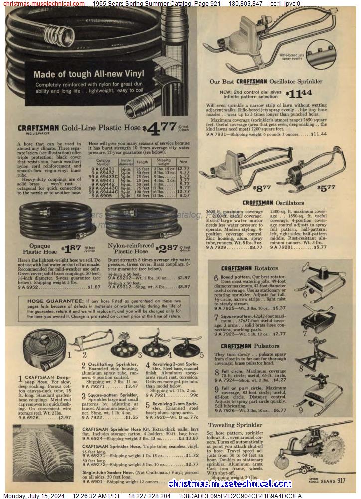 1965 Sears Spring Summer Catalog, Page 921