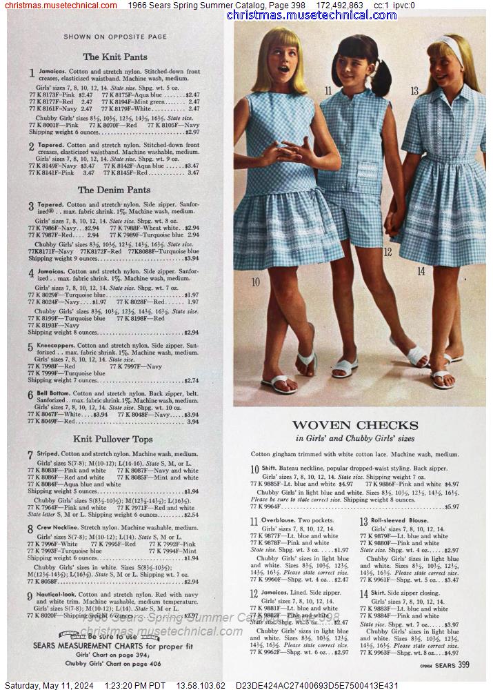 1966 Sears Spring Summer Catalog, Page 398
