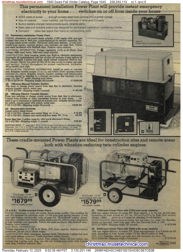 1980 Sears Fall Winter Catalog, Page 1045