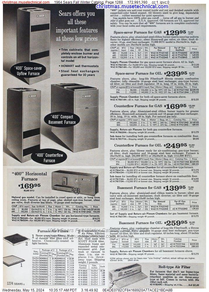 1964 Sears Fall Winter Catalog, Page 1268