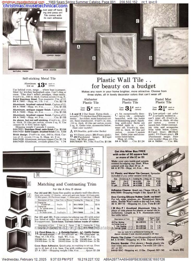 1969 Sears Spring Summer Catalog, Page 891