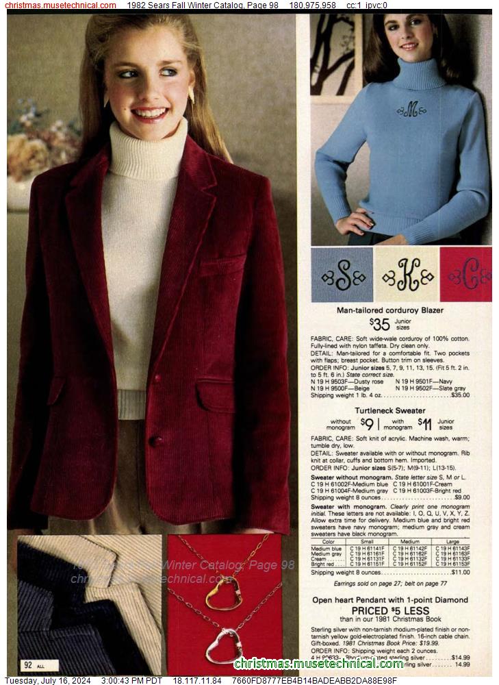 1982 Sears Fall Winter Catalog, Page 98
