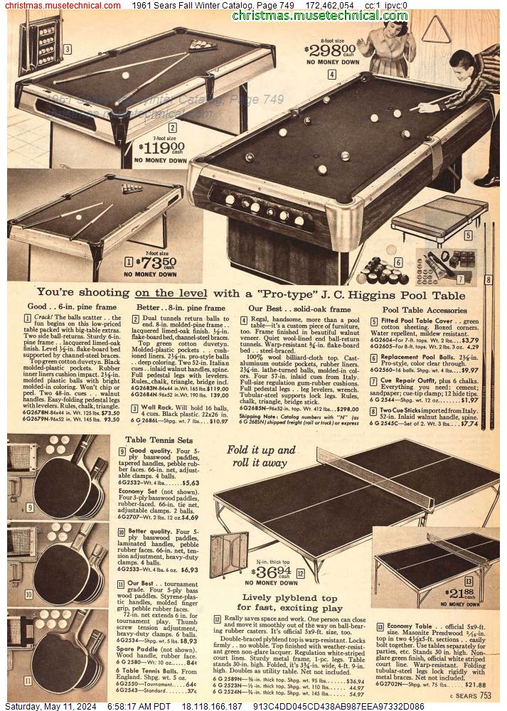 1961 Sears Fall Winter Catalog, Page 749