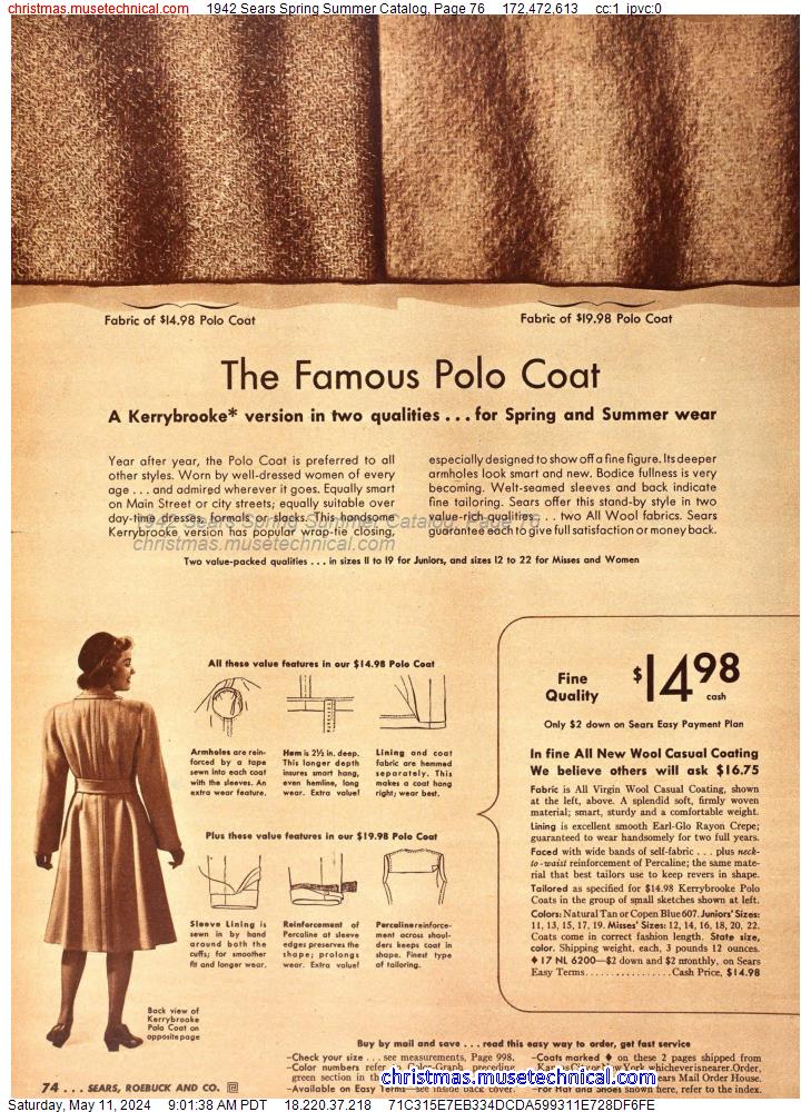 1942 Sears Spring Summer Catalog, Page 76