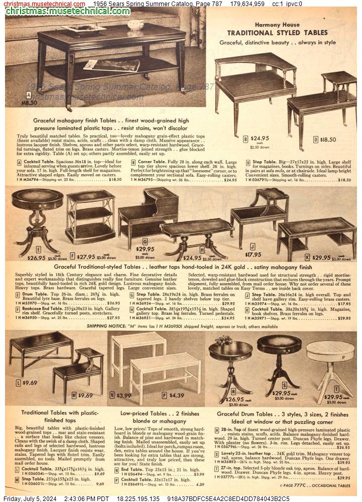 1956 Sears Spring Summer Catalog, Page 787