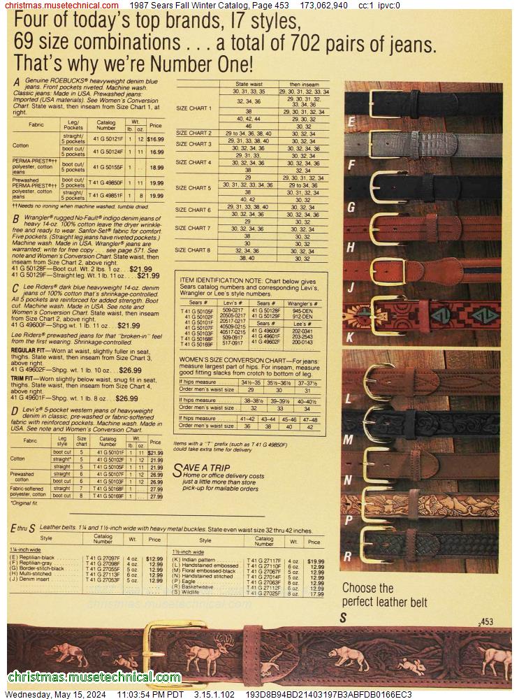1987 Sears Fall Winter Catalog, Page 453