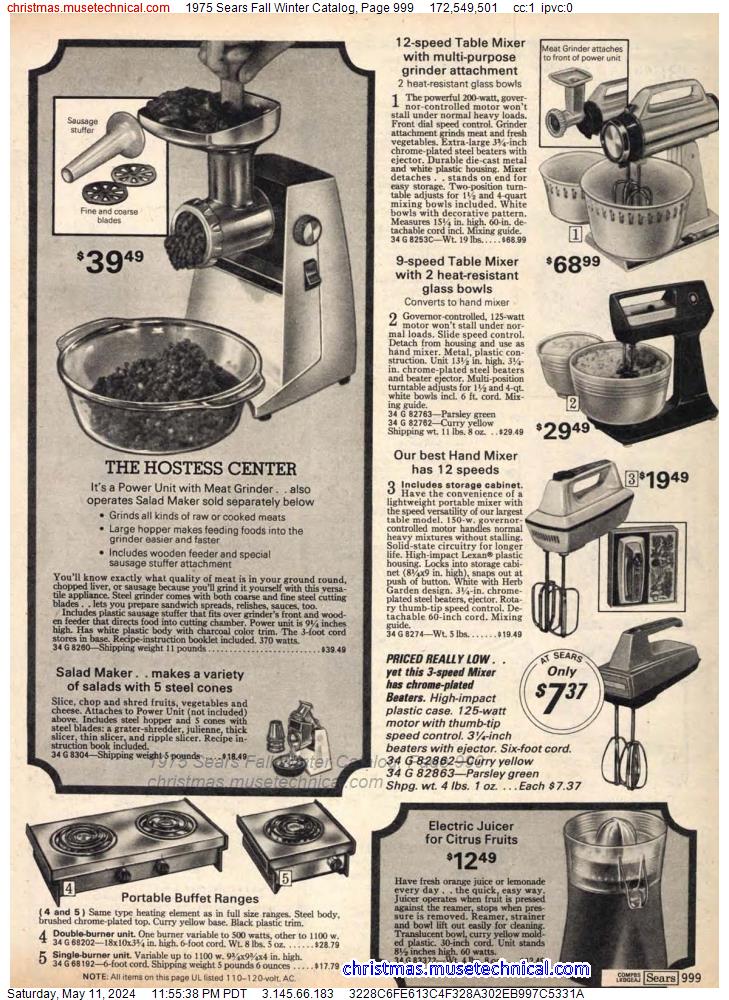 1975 Sears Fall Winter Catalog, Page 999