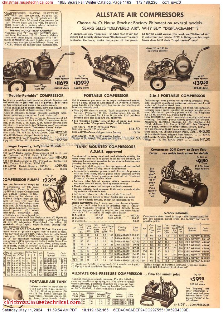 1955 Sears Fall Winter Catalog, Page 1163