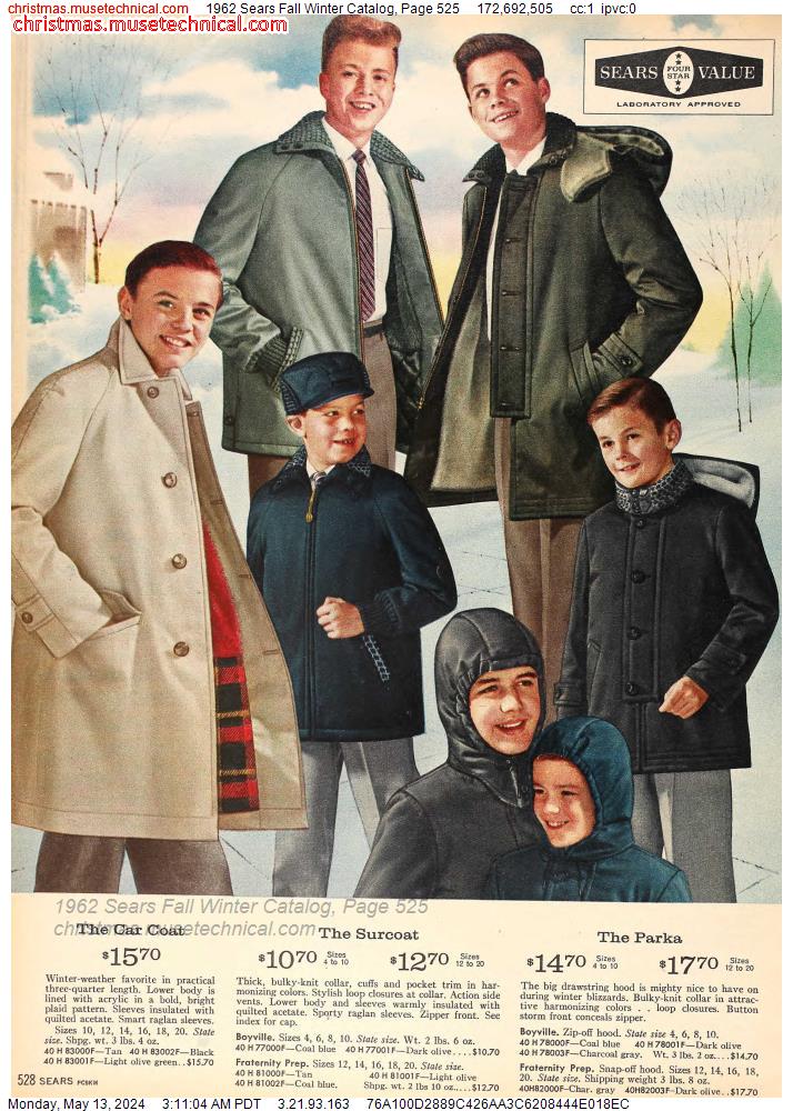 1962 Sears Fall Winter Catalog, Page 525