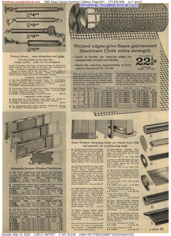 1965 Sears Spring Summer Catalog, Page 841