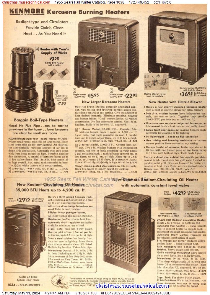 1955 Sears Fall Winter Catalog, Page 1038