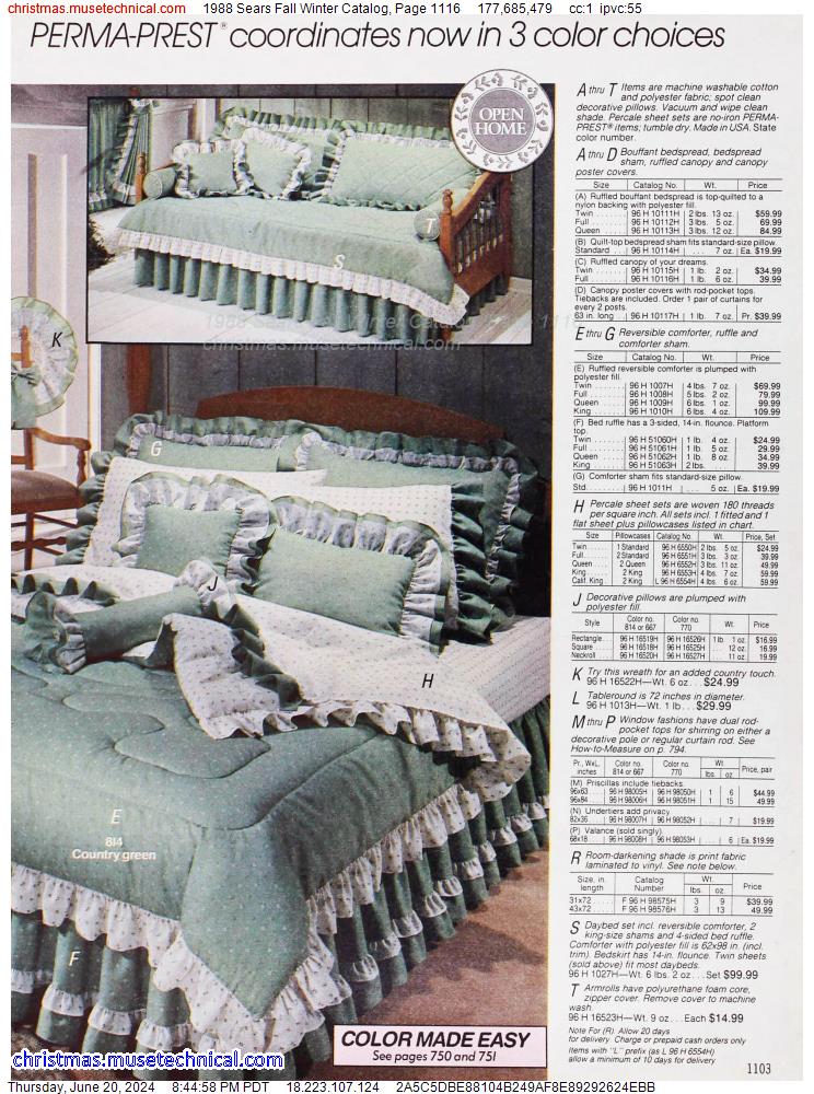 1988 Sears Fall Winter Catalog, Page 1116
