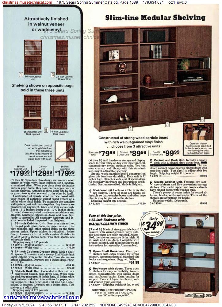 1975 Sears Spring Summer Catalog, Page 1089