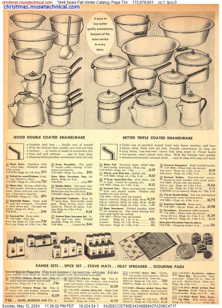 1948 Sears Fall Winter Catalog, Page 734