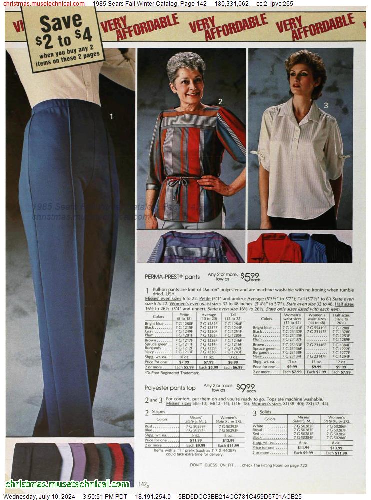 1985 Sears Fall Winter Catalog, Page 142