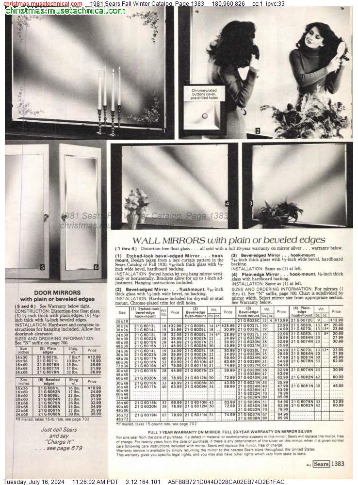 1981 Sears Fall Winter Catalog, Page 1383