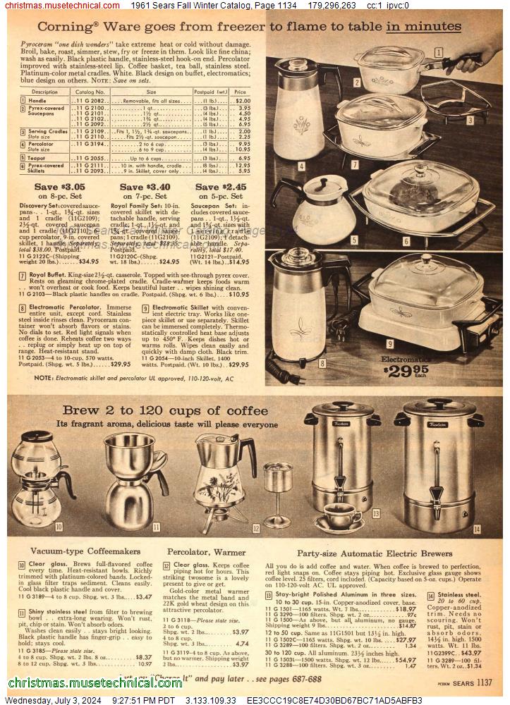 1961 Sears Fall Winter Catalog, Page 1134