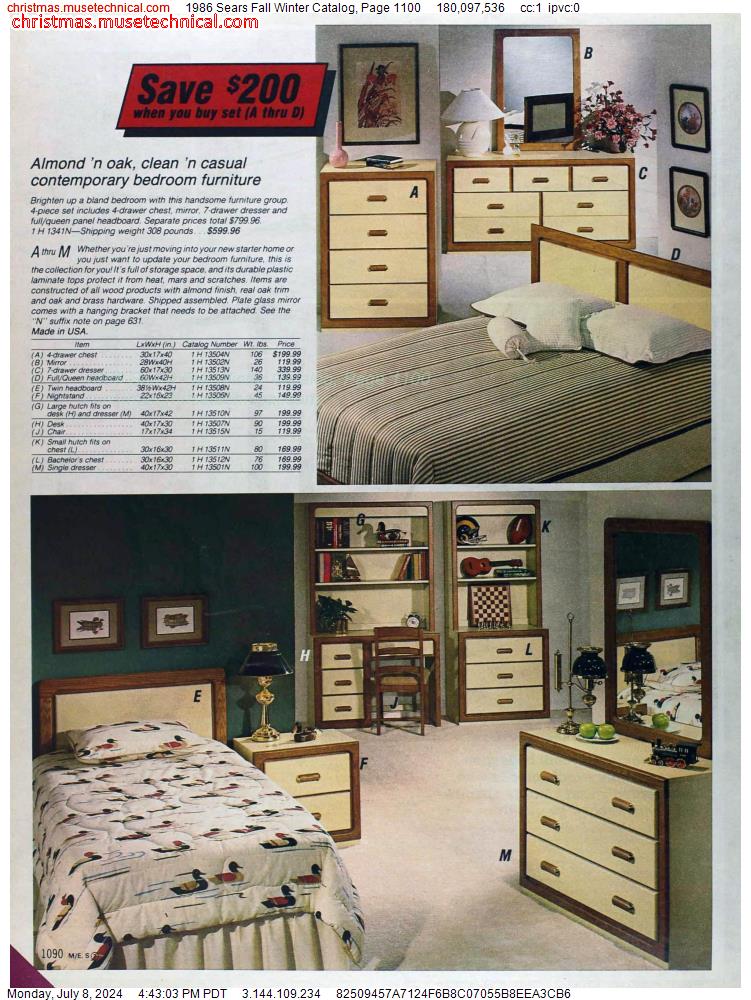 1986 Sears Fall Winter Catalog, Page 1100