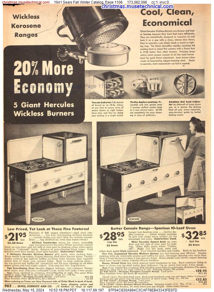 1941 Sears Fall Winter Catalog, Page 1106