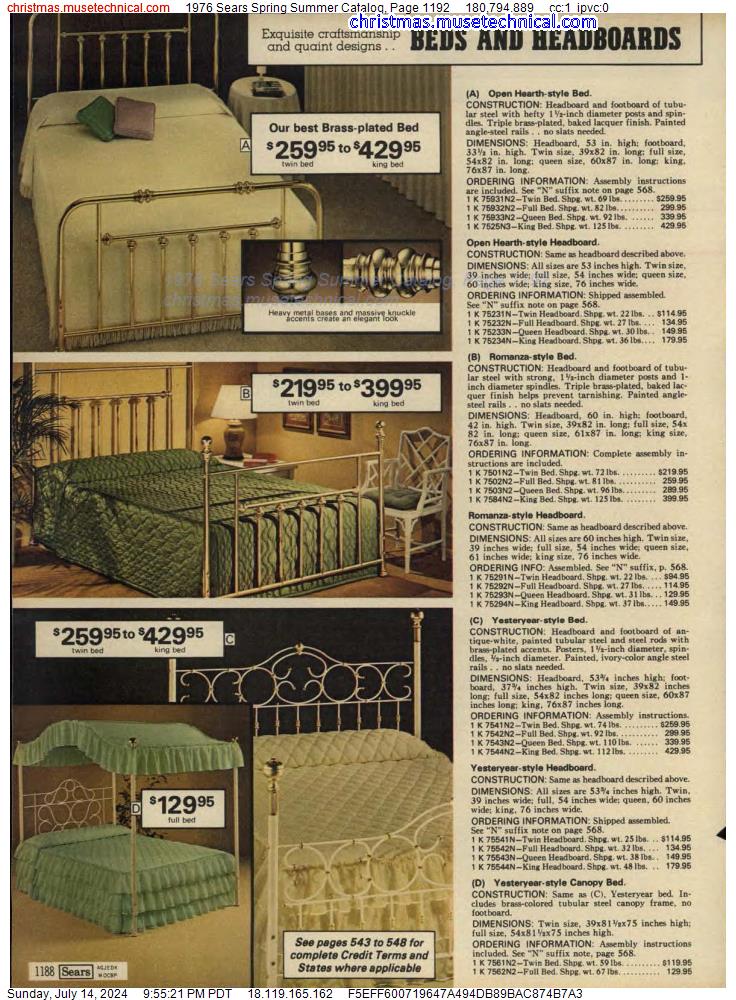 1976 Sears Spring Summer Catalog, Page 1192