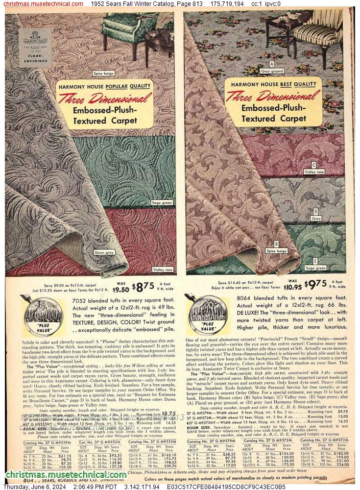 1952 Sears Fall Winter Catalog, Page 813