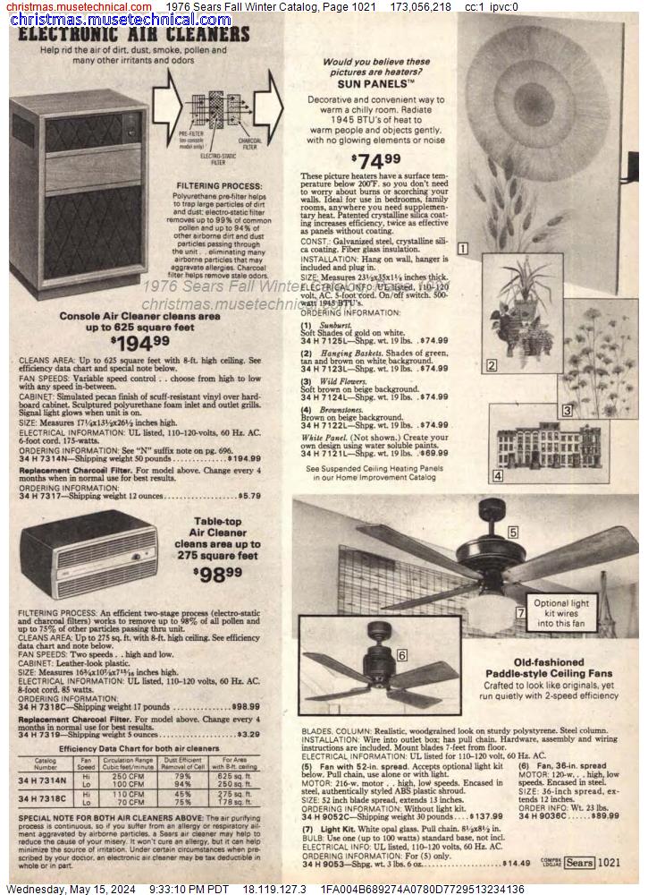 1976 Sears Fall Winter Catalog, Page 1021