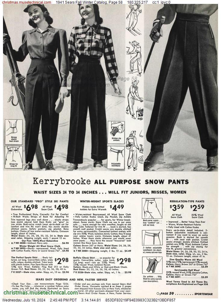 1941 Sears Fall Winter Catalog, Page 58