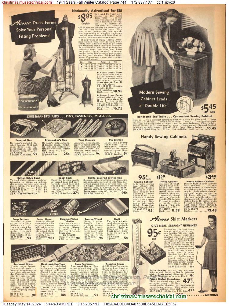 1941 Sears Fall Winter Catalog, Page 744