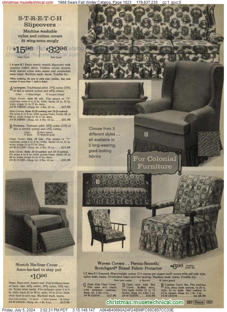 1968 Sears Fall Winter Catalog, Page 1023