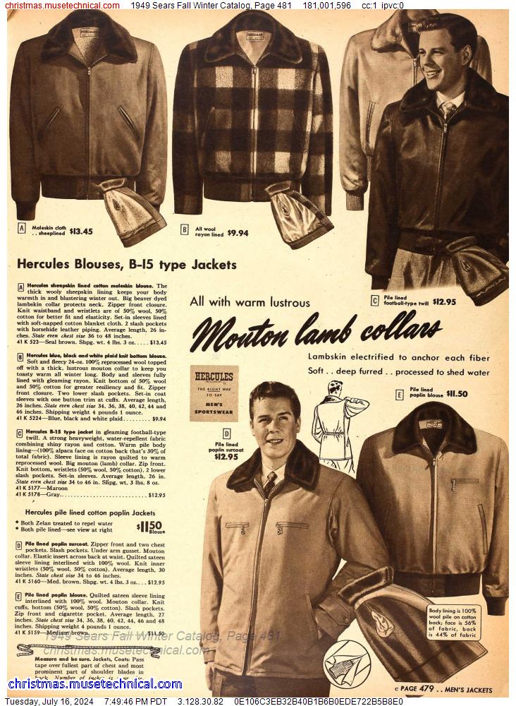 1949 Sears Fall Winter Catalog, Page 481