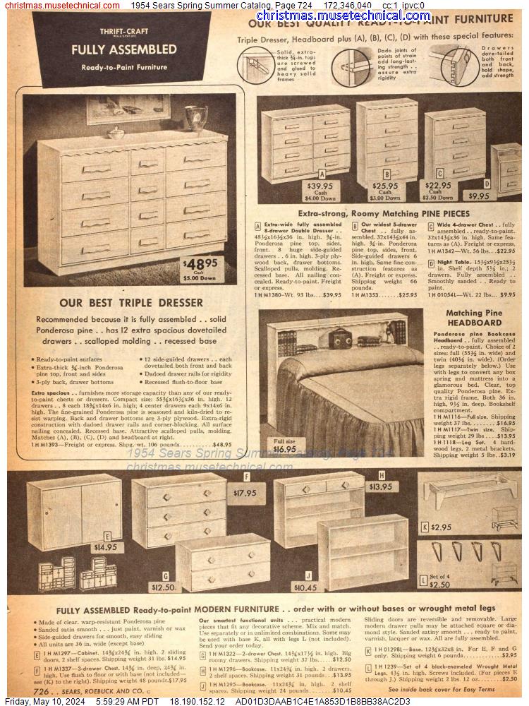 1954 Sears Spring Summer Catalog, Page 724