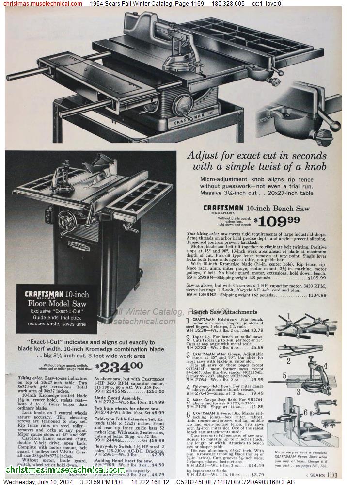 1964 Sears Fall Winter Catalog, Page 1169
